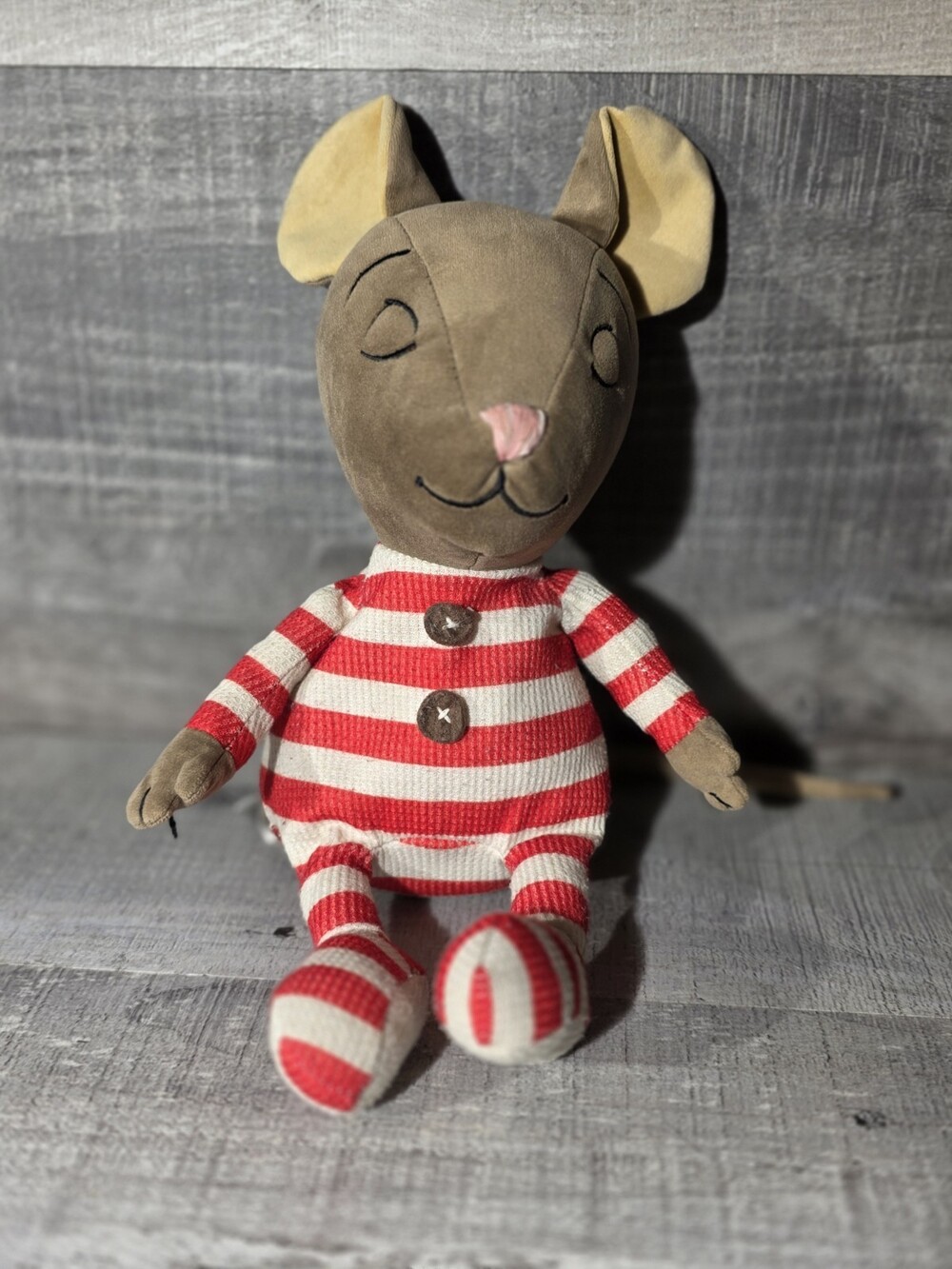 Hallmark Mouse Twas The Night Before Christmas 12" Plush Striped PJs b326